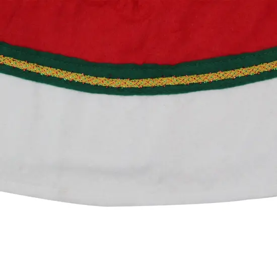 Northlight Traditional Christmas Tree Skirt with Ribbon Trim - 36" - Red and White {5}
