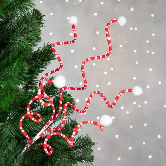 Northlight 24" Red and White Striped Candy Cane Curls Christmas Spray {3}