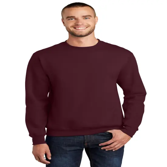Port & Company&reg; Essential Fleece Long Sleeve Crewneck Sweatshirt Maroon {1}