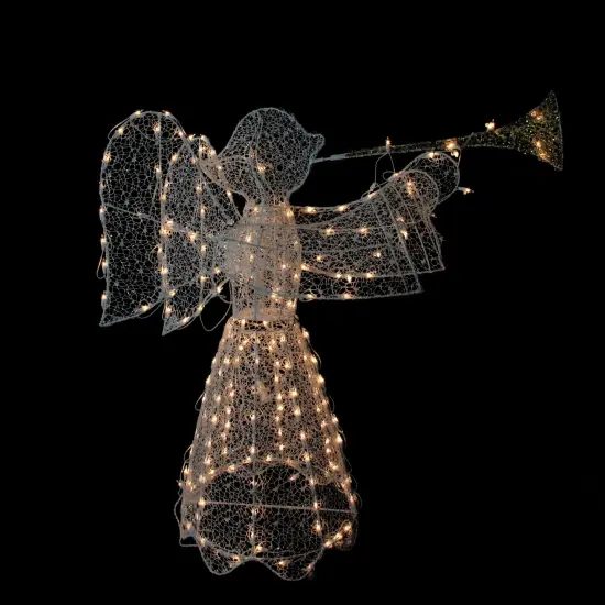 Northlight Lighted 3D Trumpeting Angel Outdoor Christmas Decoration - 44" - Clear Lights White {4}