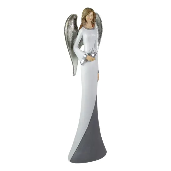 Northlight Winged Angel with Star Figurine - 16.5" - White Gray {4}