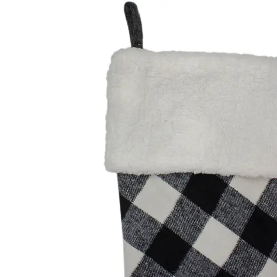 Northlight 23" Black and White Rustic Checkered Christmas Stocking {4}