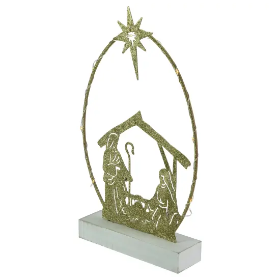 Northlight LED Lighted Glitter Holy Family Nativity Scene Christmas Decoration - 14" Gold {5}