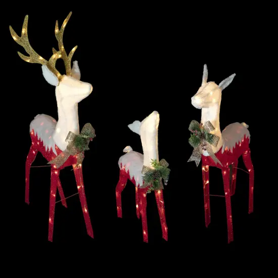 Northlight Lighted Reindeer Family Outdoor Christmas Decoration - 52.5" - Warm White -Set of 3 Red {4}