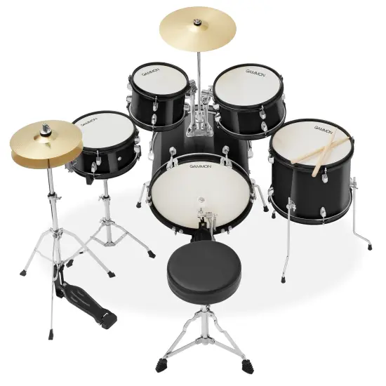 Gammon Percussion 5-Piece Junior Starter Drum Kit with Cymbals, Hardware, Sticks, & Throne {2}