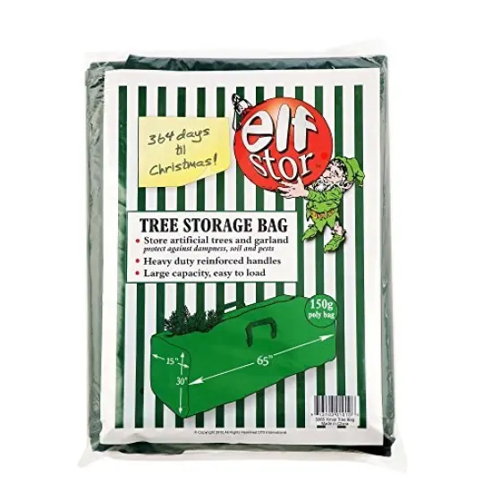 Elf Stor 83-DT5512 Premium Green Christmas Bag Holiday Extra Large for up to 9' Tree Storage, 1 pack x 9 ft {4}