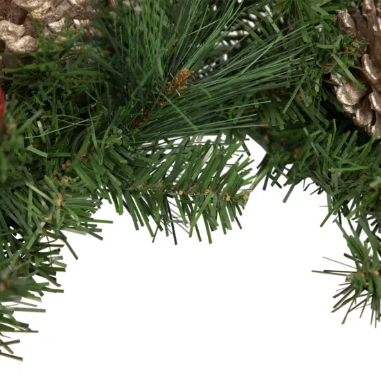 Northlight Decorated Red Poinsettia and Rose Artificial Christmas Wreath, 24-inch, Unlit {5}