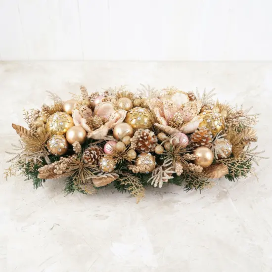 Christmas Centerpiece - Gold - 28" Magnolia Glamour Arrangement {6}