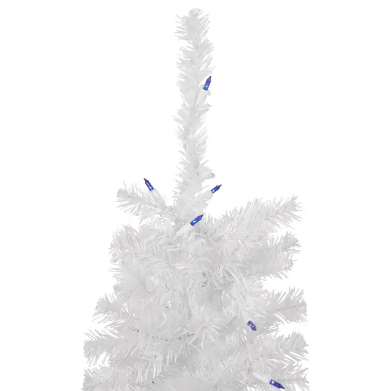 Northlight Pre-Lit Slim Woodbury White Pine Artificial Christmas Tree - 3' - Blue Lights {5}