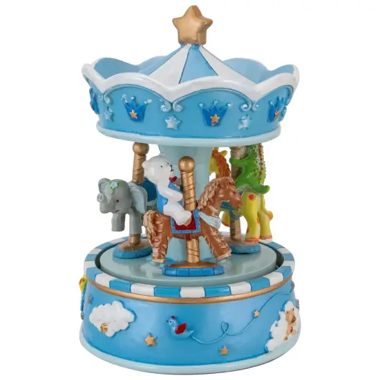 Northlight Children's Blue Sleepy Time Animated Musical Carousel - 6.5" - Blue {6}