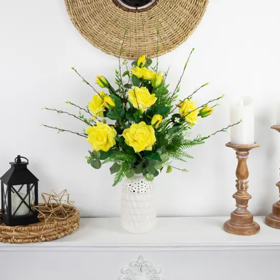 Northlight Real Touch&trade; Yellow Artificial Rose Stems, Set of 6 - 19" {3}