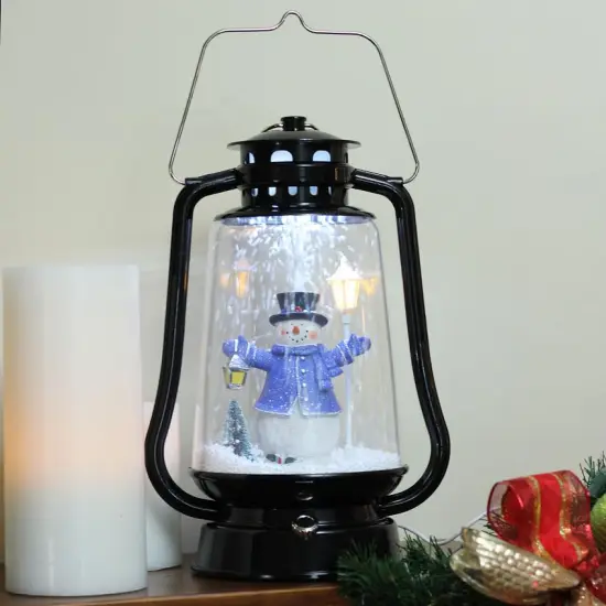 Northlight Lighted Musical Snowman Snowing Christmas Lantern - 13.5" - Black {4}