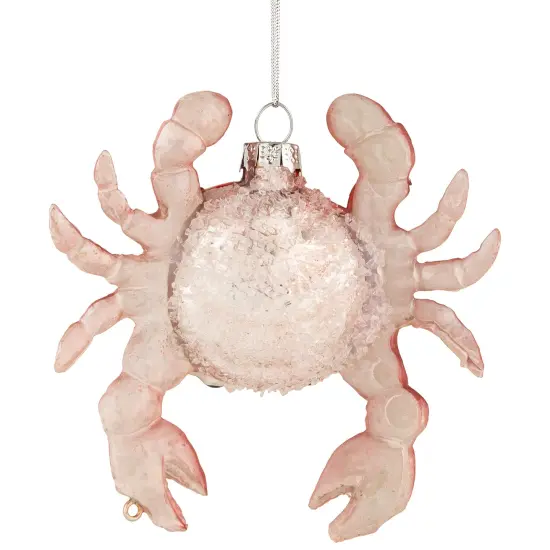 Northlight Shelled Crab Glass Christmas Ornament - 4" - Red {6}