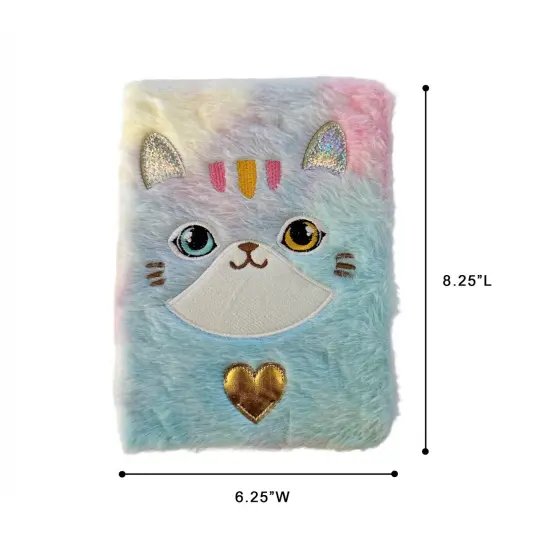 Wrapables Plush Journal, A5 Lined Notebook Diary for Writing and Drawing Tie-Dye Cat {2}