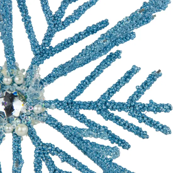 Northlight Glittered Snowflake Metal Christmas Ornament - 10" - Blue {5}