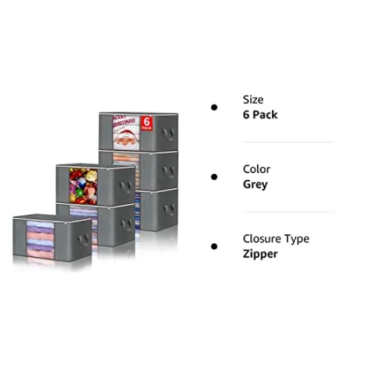 Clothes Storage Bags Foldable Blanket Storage Bins for Closet Organizers Storage Containers with Durable Handles Thick Fabric for Clothing Comforter Blanket Bedding Organization and Storage 6 Pack {2}