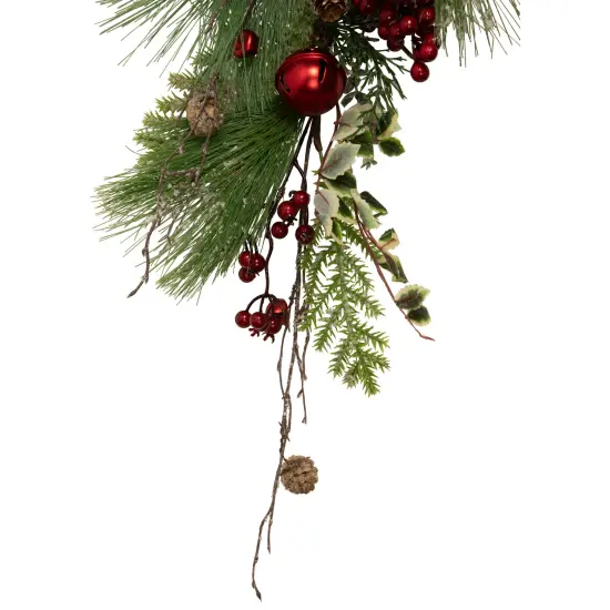 Northlight Frosted Berries and Pine Cones Artificial Christmas Teardrop Swag - 30" - Unlit Green {4}