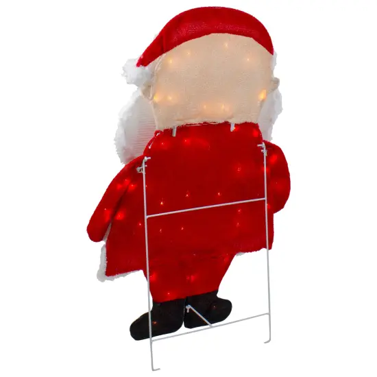 Northlight Lighted 2D Chenille Santa Outdoor Christmas Decoration - 32" - Warm White Lights Red {7}