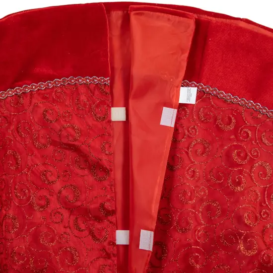 Northlight 48" Red Glittered Swirl Christmas Tree Skirt {6}