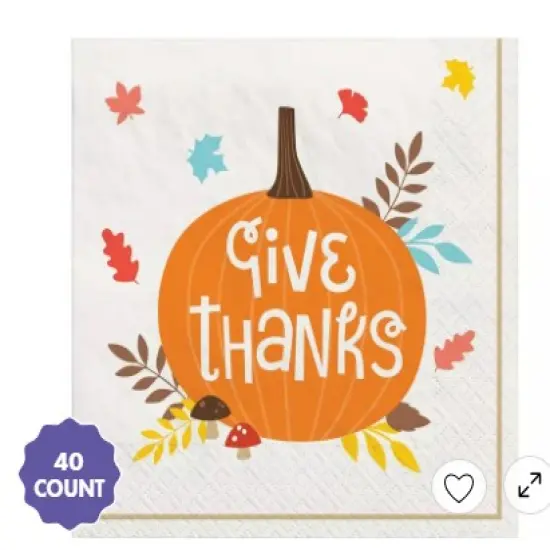 Give Thanks Fall Paper Lunch Napkins, 6.5in, 40ct {1}