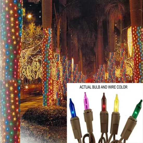 Sienna Mini Net Style Tree Trunk Wrap Christmas Lights - Multi-Color - 2' x 8'- Brown Wire {4}