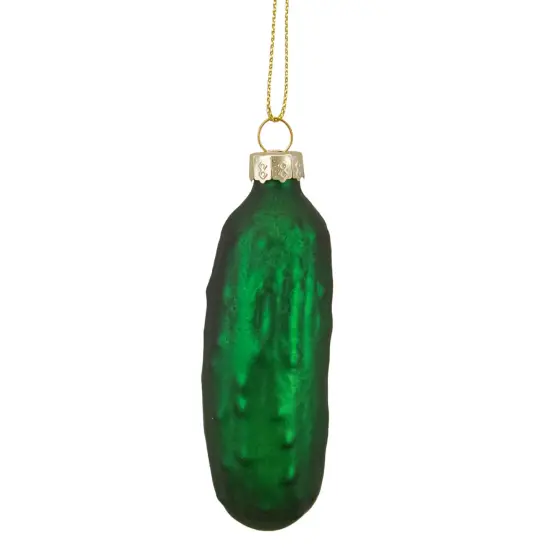 Northlight 3.75" Green Christmas Pickle Glass Holiday Ornament {6}