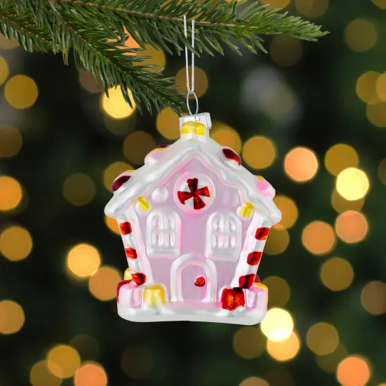 Northlight 3.25" Pink Candy House Glass Christmas Ornament {3}