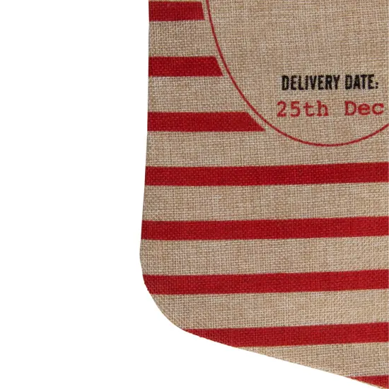 Northlight 19" Beige and Red Striped "Christmas Delivery" Stocking With Loop {5}