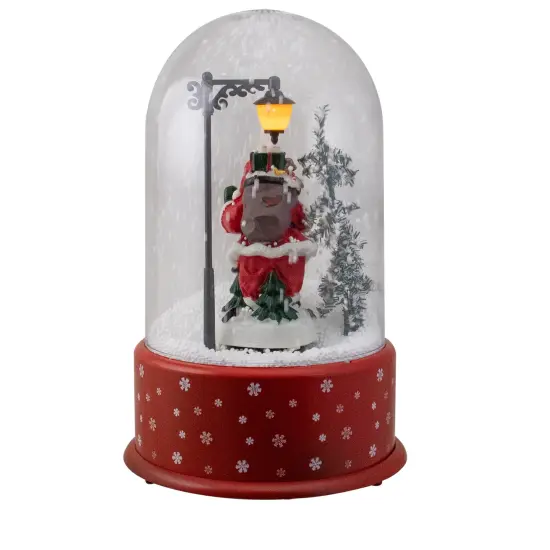 Northlight Lighted Santa with Street Light Snowing Christmas Globe - 11.75" Red {6}