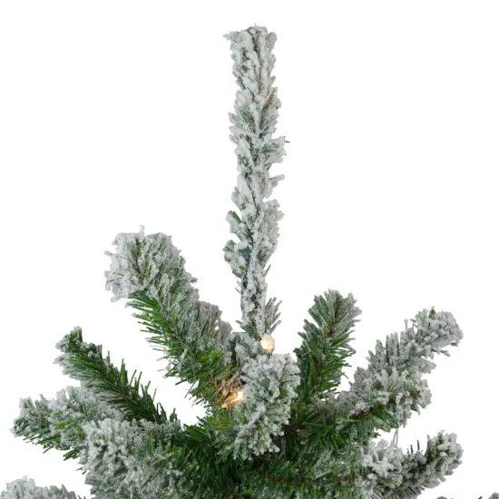 Northlight Pre-Lit Flocked Alpine Artificial Medium Christmas Tree - 3' - Clear Lights Green {6}