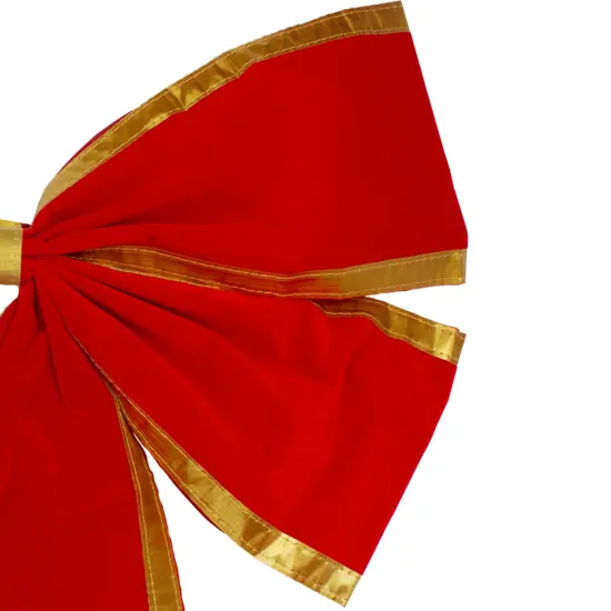 Northlight 24" x 38" Red 4-Loop Velveteen Christmas Bow with Gold Trim {4}