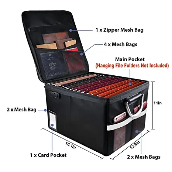 Fireproof Storage Filing Cabinet Box with Lock, Portable Office Safe Box for Hanging Letter/Legal Folder 16.1 x 12.9 x 11in {5}