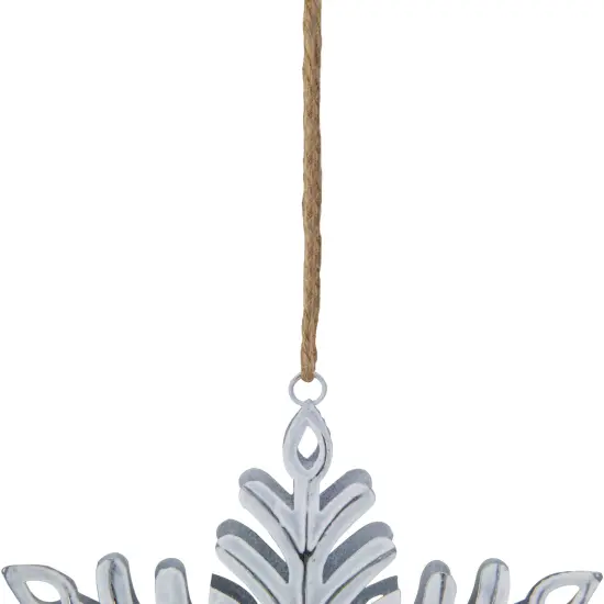 Northlight Metal Star Snowflake Christmas Ornament on Jute Rope - 5.5" - Silver and White {6}