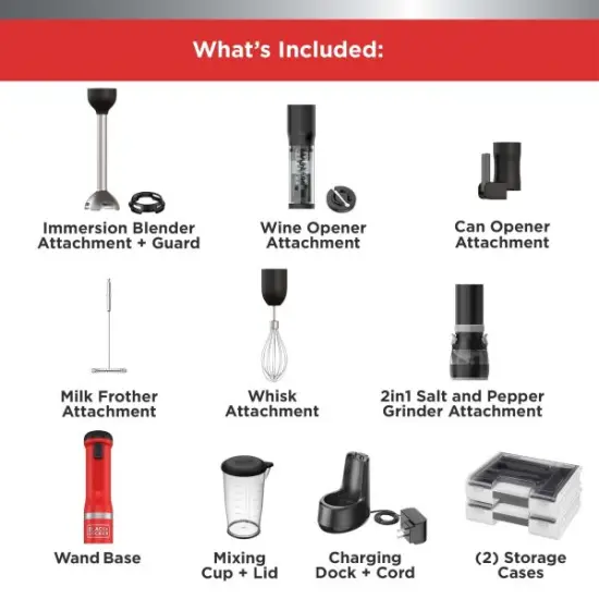 BLACK+DECKER Kitchen Wand 6 Kit, Red (BCKM1016KS06) {3}