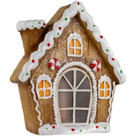 Northlight LED Lighted Frosted Gingerbread Peppermint Christmas House - 12.5" Brown {6}