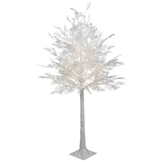 Northlight 5' LED Lighted White Lace Artificial Christmas Tree - Warm White Lights {4}