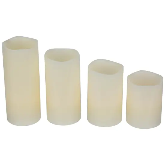 Northlight LED Flameless Flickering Wax Pillar Candles - 7" - Cream - Set of 4 Ivory {6}