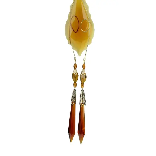 Allstate 9" Amber and Gold Faceted Beads Christmas Pendant Ornament {4}
