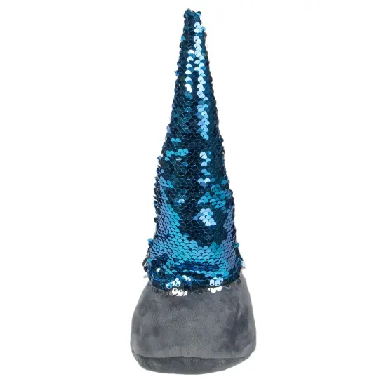 Northlight Standing Christmas Gnome Decoration with Flip Sequin Hat - 13.5" - Gray and Blue {7}