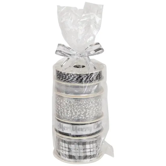 Northlight Set of 5 Merry Christmas Matching Themed Craft Ribbons 1.5" x 3 Yards Black {1}