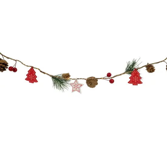 Northlight Pre-Lit Battery Operated Stars and Trees Christmas Garland - 6' - Warm White Red {6}