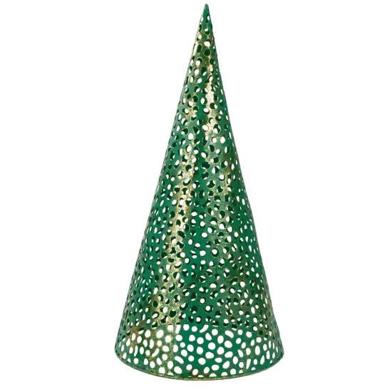 Northlight Christmas Cone Trees - 16" - Green and Gold - Set of 3 {4}