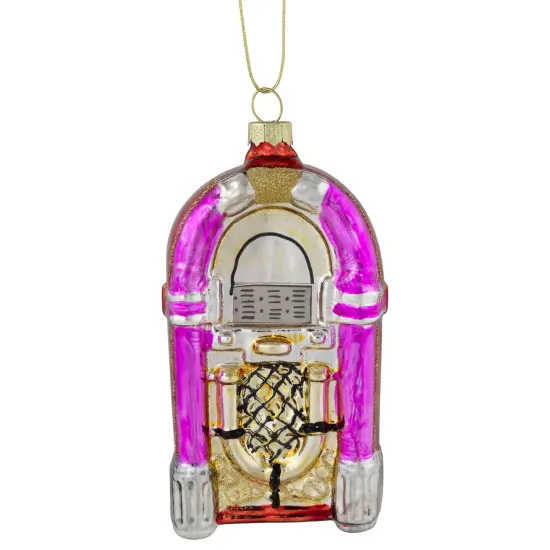 Northlight 5" Pink Retro Juke Box Glass Christmas Ornament {1}