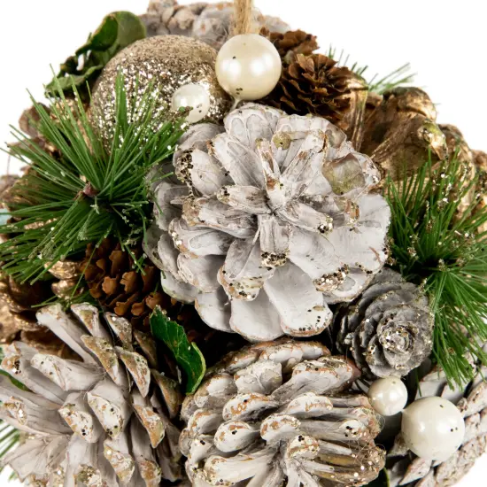 Northlight Glitter Pine Needle and Pinecones Christmas Ball Ornament - 5.5" Brown {6}