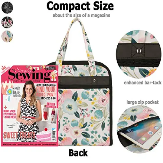 PACMAXI Sewing Accessories Storage Bag, Knitting, Craft Tools and Accessories Organizer, Roomy Carrying Bag for Sewing Tools and Accessories (Flower with Beige Background) {4}