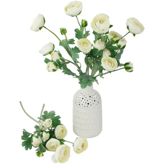 Northlight Real Touch™ Cream Ranunculus Artificial Floral Sprays, Set of 6 - 21" White {7}