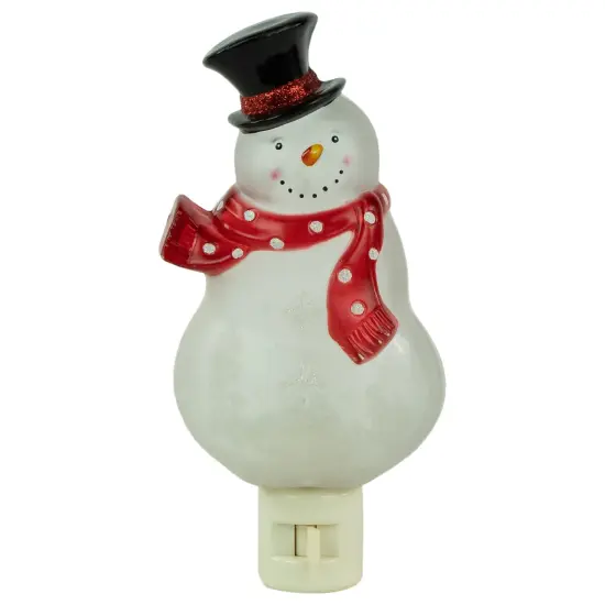 Northlight Snowman Wearing Red Scarf Christmas Night Light - 6.75" White {4}