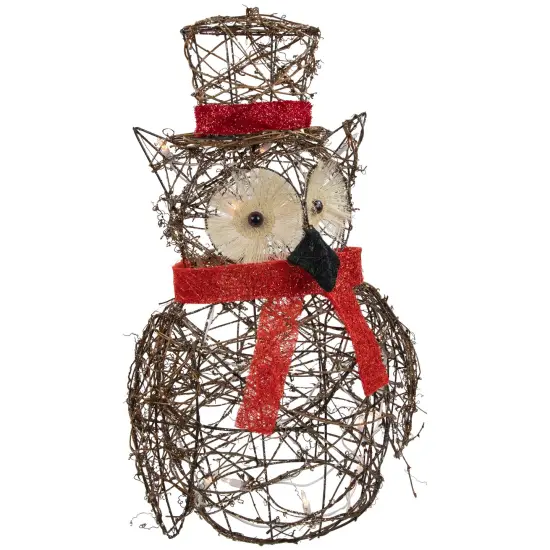 Northlight Lighted Glitter Rattan Owl Outdoor Christmas Decoration - 21" - Clear Lights Brown {5}