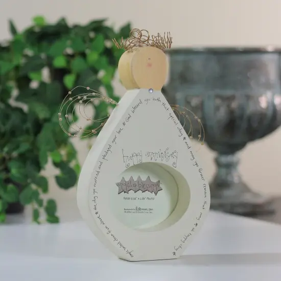 Roman Angel Blessings Happy Anniversary Picture Frame - for a 2.75" x 3.75" Photo - 9.5" White {4}