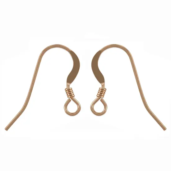 JewelrySupply Flat Earring Wires with Coil Rose Gold Filled (1 Pair of Rose Gold Filled Earrings) {1}